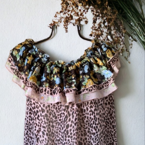 Kori Leopard Floral Print Top Size Large - Picture 5 of 10